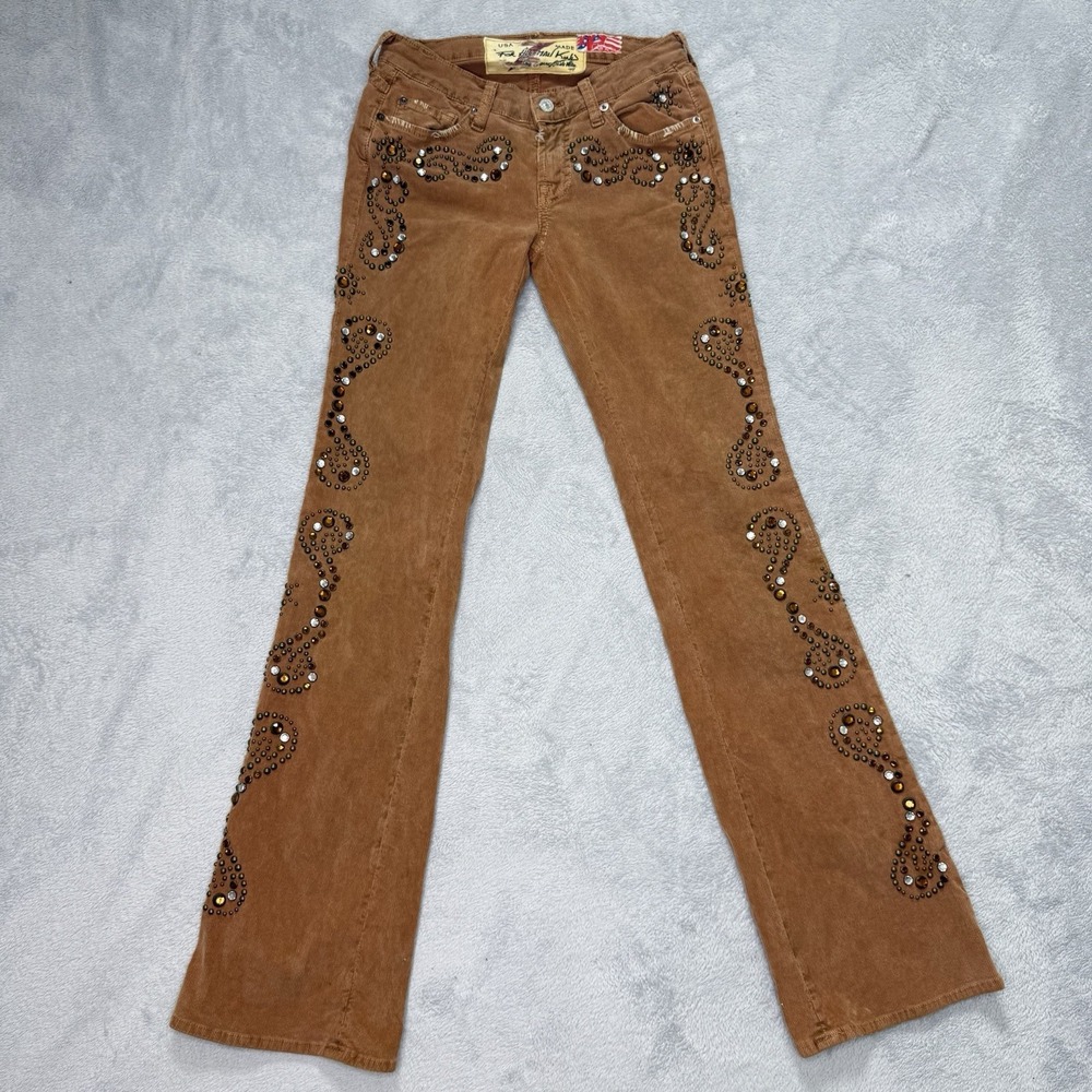 7 For All Mankind Corduroy Pants Womens 29 Burgundy Flare Y2K VintageRetro